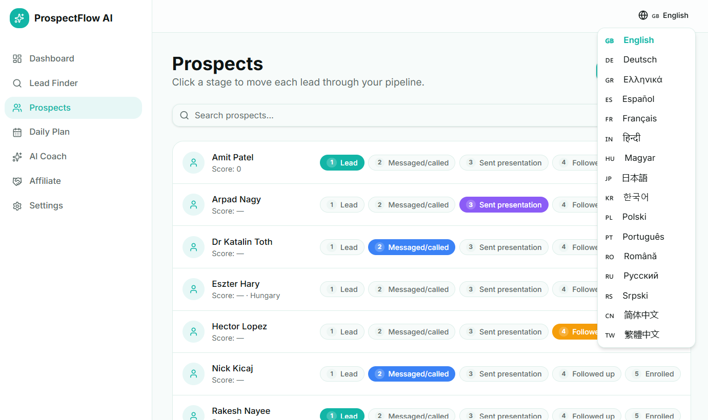 ProspectFlow AI prospecting pipeline